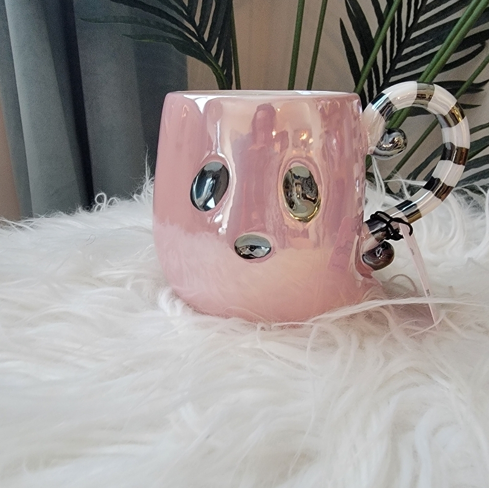 NWT Happy Hauntings Irredescent Pink Ghost Halloween Mug